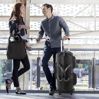 Modoker Rolling Garment Bag for Travel Wheeled Duffel Bag Luggage Suit Travel Bags for Men and Women,3 in 1 Carry on Convertible Garment Bag with Wheels,Black