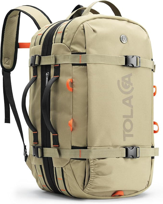 Tolaccea Carry on Travel Backpack, Laptop Backpack Flight Approved Convertible Large Duffle Luggage Bag Daypack Work Business Rucksack Fits 16" Laptop for Men Women 3 Carrying Ways, 40L-50L Expandable