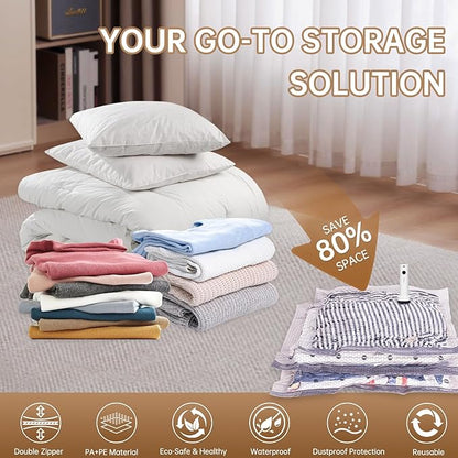 Vacuum Bags for Travel with Wireless Rechargeable Pump, 15 Pack Carry-on Size Compression Packing Seal Bags for Luggage and Suitcase, Space Saver Vacuum Storage Bags for Clothes and Clothing Travel