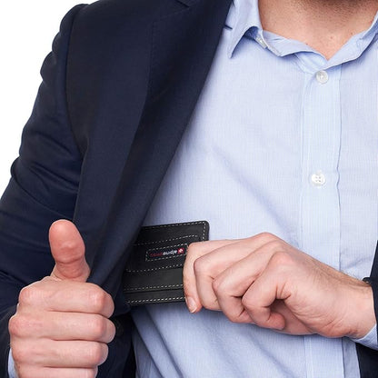 Alpine Swiss RFID Dermot Money Clip Front Pocket Wallet For Men Leather Hampton Collection Nubuck Black