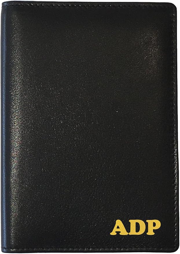 Personalized Monogrammed Black Leather RFID Passport Wallet