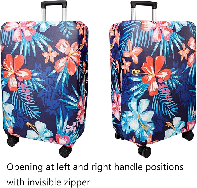 WUJIAONIAO Travel Luggage Cover Baggage Suitcase Cover Protector Skins 18-32 Inch (Flower, XL (for 29-32 inch luggage))