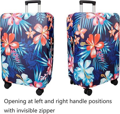 WUJIAONIAO Travel Luggage Cover Baggage Suitcase Cover Protector Skins 18-32 Inch (Flower, L (for 25-28 inch luggage))