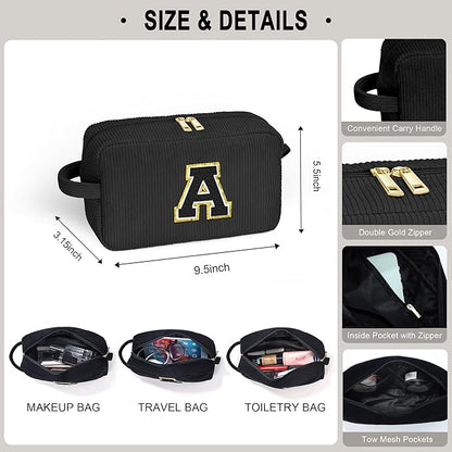 YOOLIFE Initial Travel Makeup Bag Cosmetic Bag - Teen Girl Gifts Trendy Stuff Friend Birthday Gifts for Women Teen Girl Kids