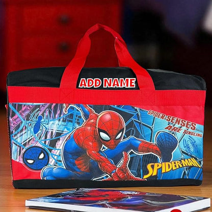 KishKesh Personalized Licensed Kids Duffel Bag – Durable, Customizable Name & Text, Ideal for Travel, School, Gym, Beach, or Overnight – Marvel Spiderman Design, 18" X 10.50" X 9.75"