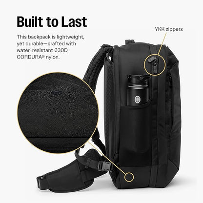 Tortuga 40L Travel Backpack Lite, Black - Large Carry-On Travel Backpack for Men and Women - Durable, Comfortable, Easy to Pack, Airline-Approved Bag with Laptop Compartment