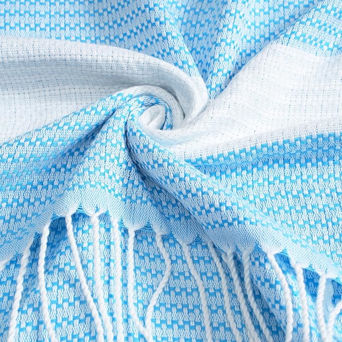 Genovega 6 Oversized Turkish Beach Bath Towel Set Bulk 74"x38" Extra Large Sand Free Quick Dry Swim Camping Pool Clearance Towels Blanket Essentials Adult Multi LightBlue Dot