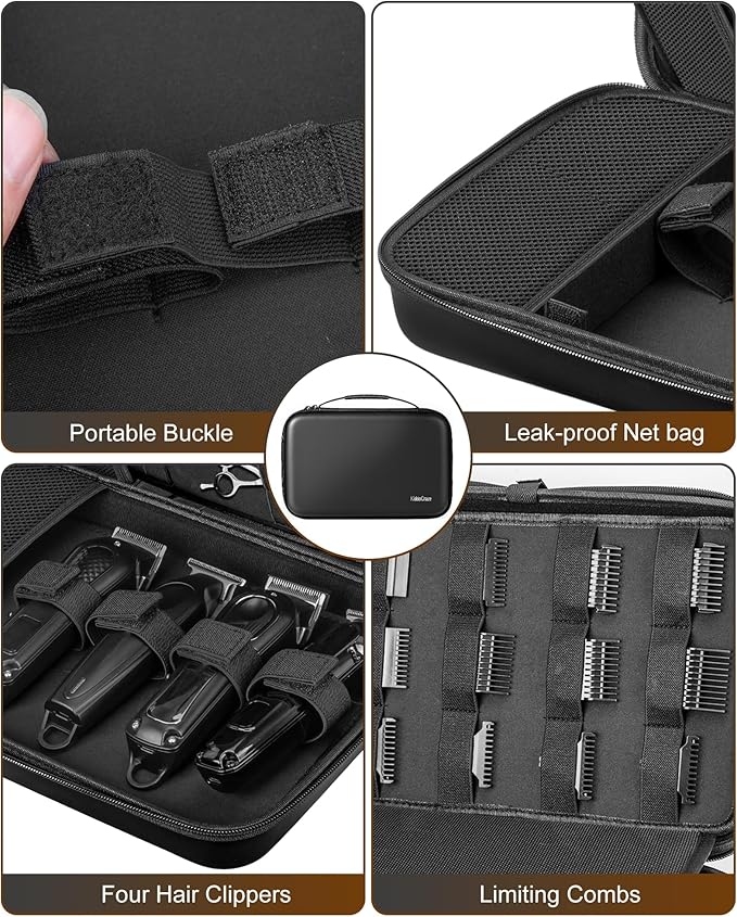Barber Bags for Hair Clippers and Supplies, Hair Cutting Barber Case Supplies Organizer, Hair Trimmer Organizer for Men Razor Guard Grooming Kits (Case Only)