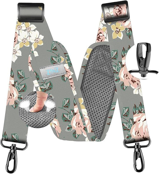 ZINZ 77 Inch Shoulder Strap Univesal Bag Strap with Fixed Pad Ultra Thick Plus Long & Breathable Cushion, Replacement Strap for Bags,Gray Rose