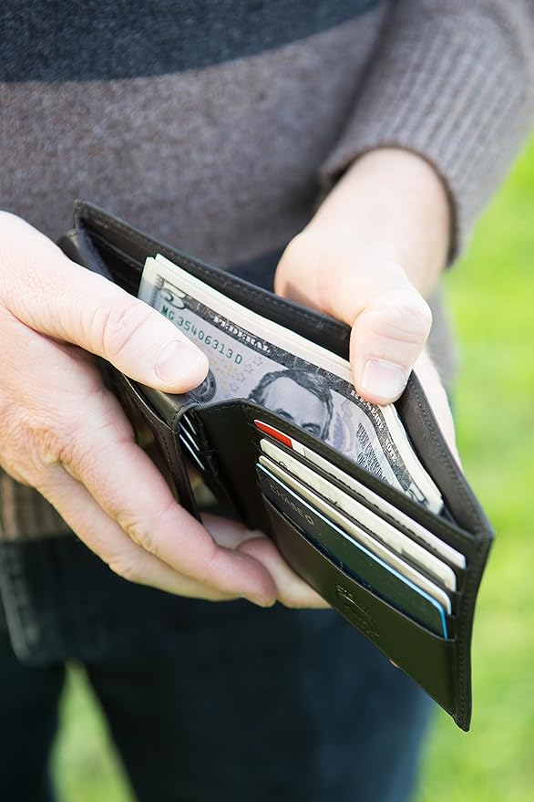 Stealth Mode Leather Bifold Wallet for Men With ID Window and RFID Blocking