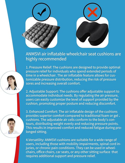 Inflatable Travel Seat Cushion with Built-in Pump & Carry Bag (Grey Cushion with Silver Storage Bag)