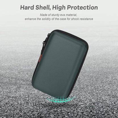 Shockproof Hard Shell Case - Large Electronic Organizer Carrying Case for External Hard Drive, Power Bank, Charger, Battery, GPS, Cell Phone - Portable Storage Pouch Bag Travel Case - Grey Blue