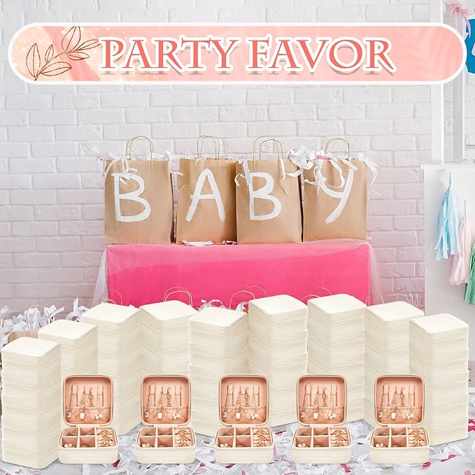 Taiyin 12 Pcs Travel Jewelry Case Box Bridesmaid Gifts Bulk Travel Jewelry Cases Boxes Small Jewels Organizers Mini Accessories Ornaments Storage for Women Girls Wedding Gifts (White)