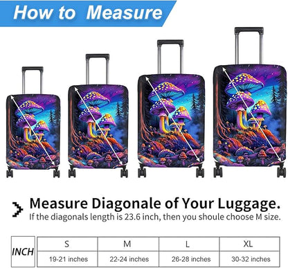Luggage Cover Protector for 30-32 Inch Suitcases, TSA Approved Elastic Travel Suitcase Covers, Anti-Scratch Washable Luggage Sleeve for Carry On & Checked Bags, Big Mushroom