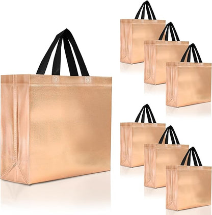 Nush Nush Large Rose Gold Gift Bags Bulk – Set of 30 Rose Gold Reusable Bulk Gift Bags With Handles - Perfect Goodie Bag for Birthday Party, Bachelorette, Christmas, Small Business - 13Wx5Dx11H