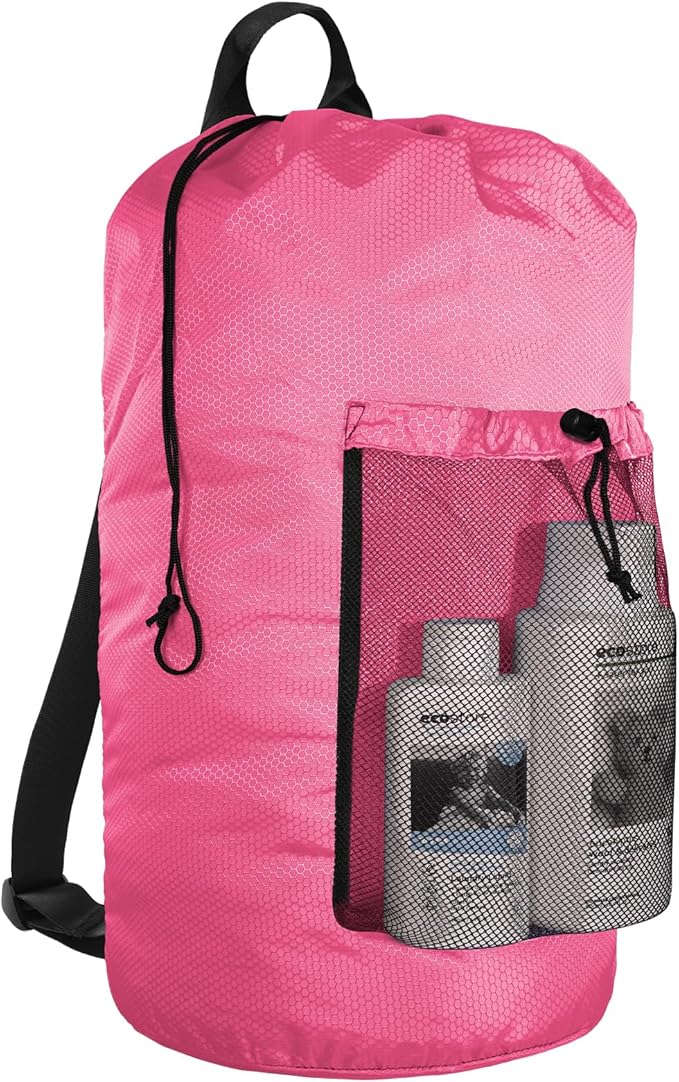 Laundry Bag Backpack Large Travel Laundry Bag with Adjustable Shoulder Straps Portable Laundry Hamper for College, Dorm, Apartment Camp