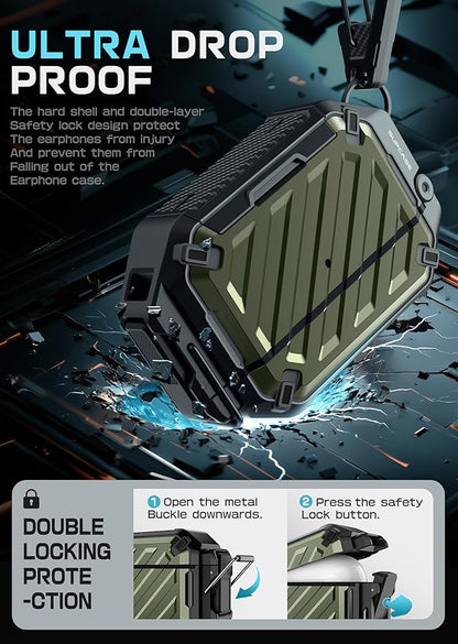SUPCASE for AirPods Pro 3 Case with Lock & Carabiner, [IP68 Waterproof] [Military-Grade Protection] [Supports Wireless Charging] Anti-Scratch Hard Shell Cover for AirPods Pro 3rd Gen, Guldan