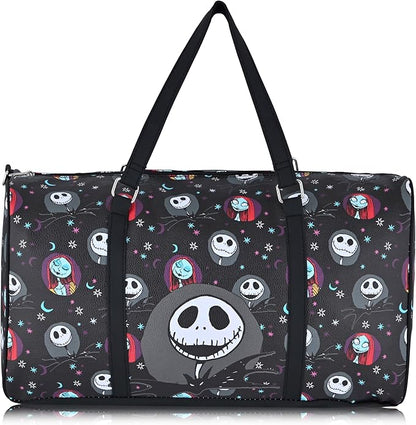 Disney Nightmare Before Christmas Travel Bag, Duffle Bag, Overnight Bag, Weekender Bag | Mini 16 Inch Leather Jack Skellington Classic Premium Travel Duffle Bag for Women, Men, Adults