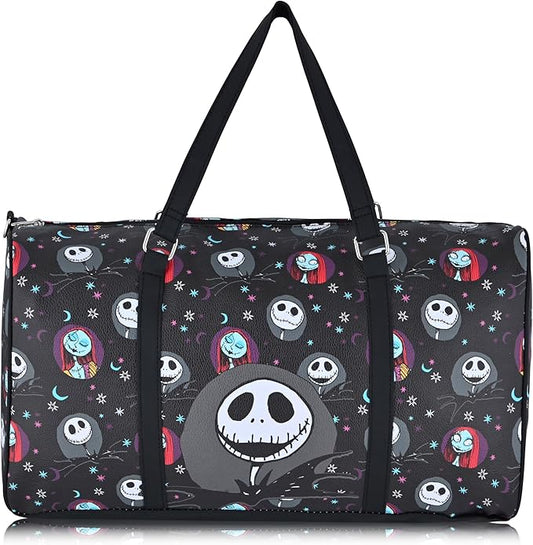 Disney Nightmare Before Christmas Travel Bag, Duffle Bag, Overnight Bag, Weekender Bag | Mini 16 Inch Leather Jack Skellington Classic Premium Travel Duffle Bag for Women, Men, Adults