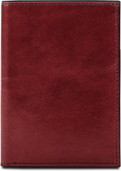 Bosca Old Leather Passport Holder For Men & Women - RFID Blocking, Travel Passport Wallet With Classic Finish, Gift Packaging Included Dark Brown