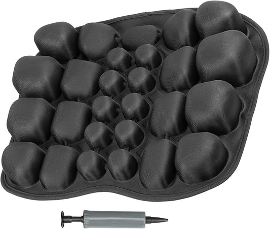 Inflatable Travel Cushion Airplane Seat Pad with Lumbar Support - 3D Air Cushion for Office, Car, Wheelchair - Perfect for Long Flights, Pressure Relief & Travel Comfort - Black