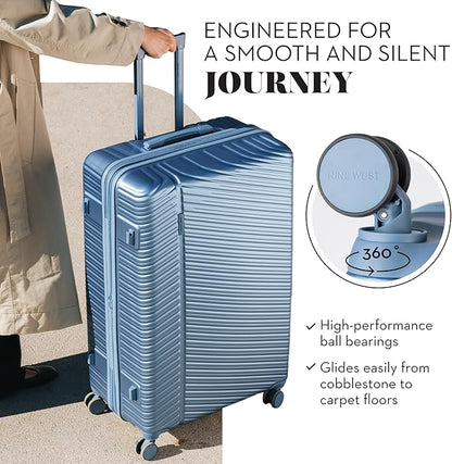 Nine West Zion 32 Inch Expandable Luggage for Extended Trips & Cruises, Large Hardshell Suitcase with 360° Spinner Wheels, Lightweight Rolling Travel Case Lapis