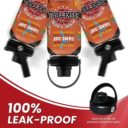 Basketball Water Bottle 32oz, Stainless Steel Insulated Sports Bottle with Lid, Basketball Gifts for Men Players Lovers Fan