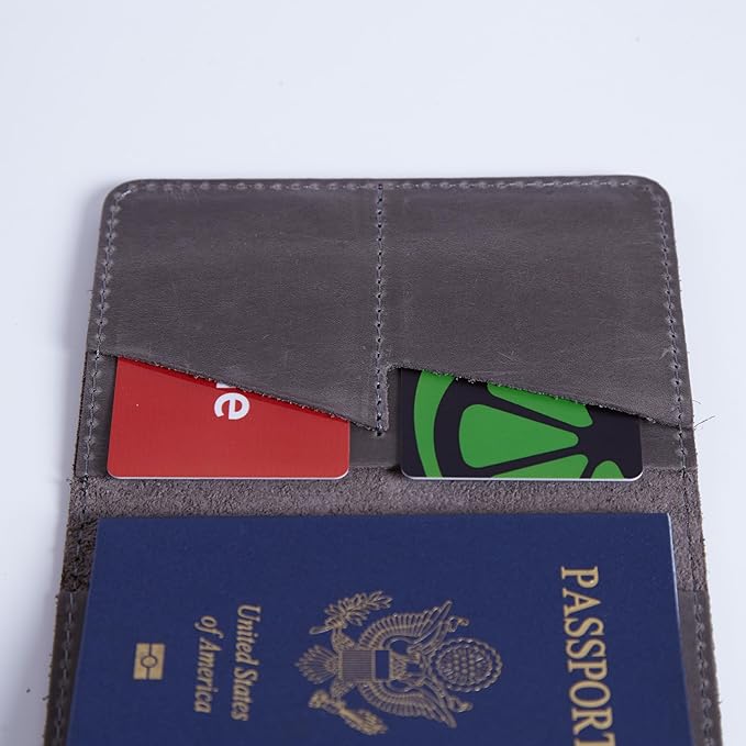 INCARNE US Leather Passport Holder for Travel - Passport Case - Passport Wallet for Men - Passport Cover for Women Sleeve Protector - Travel Essentials Vacation Luggage Travel Gifts - Vintage Gray