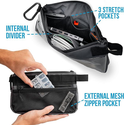 GOBAGS Production Zipper Bags - Electronics & Camera Accessories Bag - Cable organizer, Gear Accessory Pouch, Travel Camera Essentials (Small, Gray)