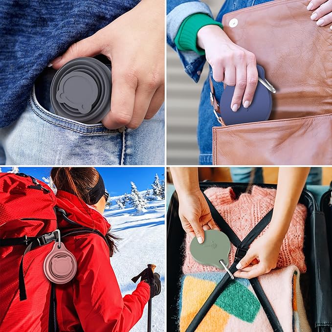 IYYI Collapsible Cup for Traveling, Silicone Foldable Cup, Camping Mug with Lid, Folding Mug for Camping, Hiking, Outdoors, Travel (Dusty-Sage-Carbon-Navy)