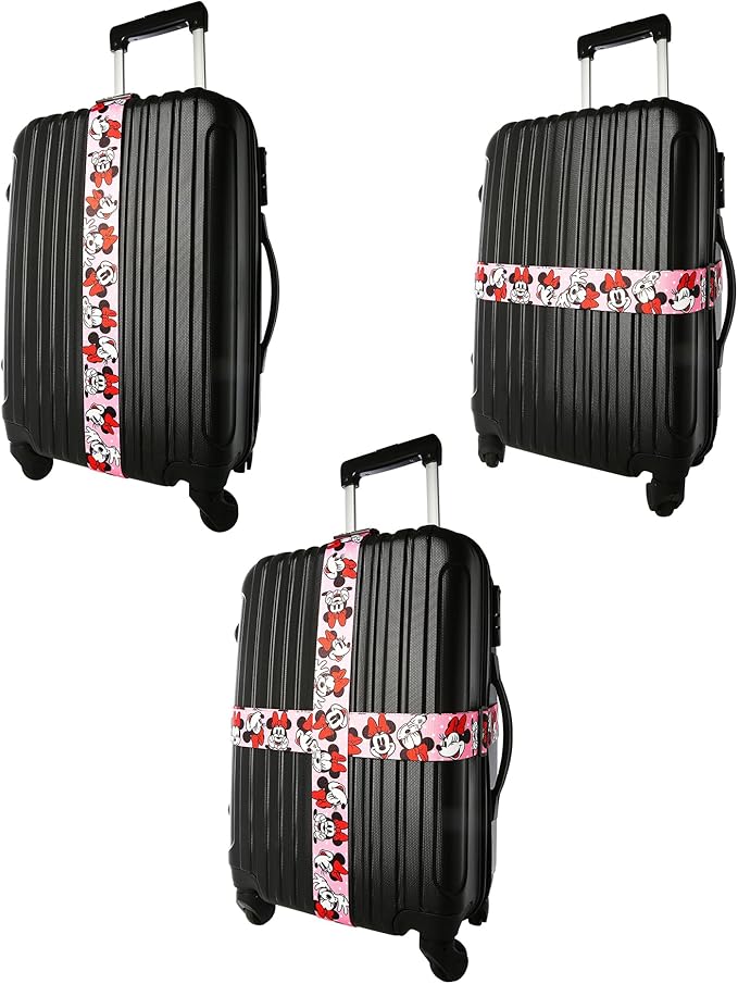 Disney Minnie Mouse Luggage Strap 2-Piece Set Officially Licensed, Adjustable Luggage Straps from 30'' to 72''
