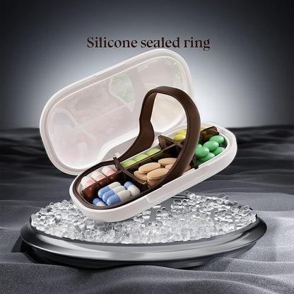 6-Compartment Pill Organizer - Small Compact Daily & Travel Pill Case Container for Vitamins, Medication and Supplements - Portable White Medicine Pill Box Holder with Stylish Cute Design