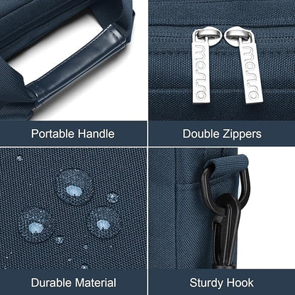 MOSISO Laptop Shoulder Bag 15.6 inch, 15-15.6 inch Computer Bag Compatible with MacBook Pro 16 inch, HP, Dell, Lenovo, Notebook with 2 Raised&1 Flapover&1 Horizontal Pocket&Handle&Belt, Haze Blue