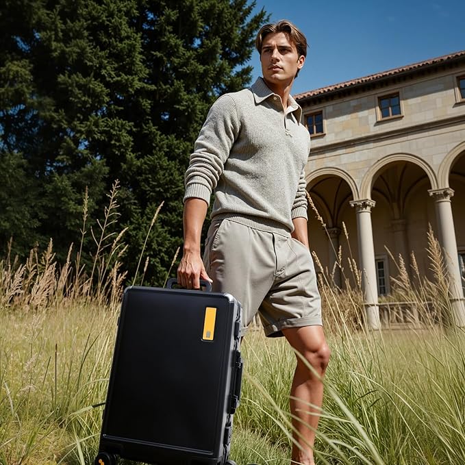 LEVEL8 Zipperless Carry On Suitcase Airline Approved with Aluminum Frame, Hard Shell Luggage with Spinner Wheels, Metal Travel Luggage with Double Tsa Locks, 20 Inch, Black