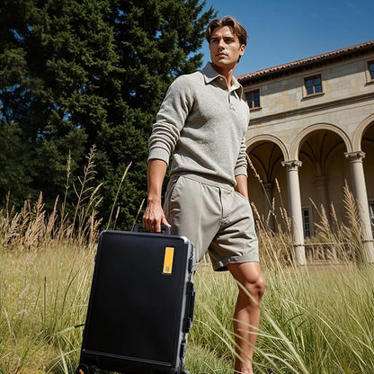 LEVEL8 Zipperless Carry On Suitcase Airline Approved with Aluminum Frame, Hard Shell Luggage with Spinner Wheels, Metal Travel Luggage with Double Tsa Locks, 20 Inch, Black