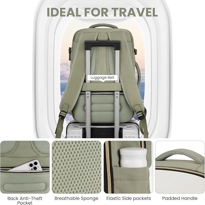 YAMTION 40L Large Travel Backpack for Women,Carry On Luggage with 4 Packing Cubes, Airline Approved Weekender Backpacks for Personal Items fits 17 Inch Laptop