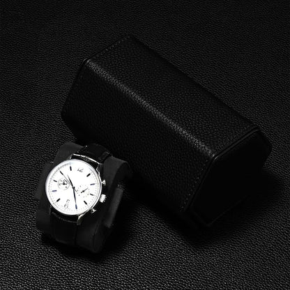 Oirlv Luxury Hexagonal Leather Watch Travel Case Watch Organizer Case for Men Portable Jewelry Storage Roll Organizer(2-Slot,Black)