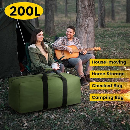 Vorspack Extra Large Duffle Bag for Travel - 200L Duffel Bag for Men Gear Bag for Storage Foldable Weekender Bag for Overnight Camping - Green