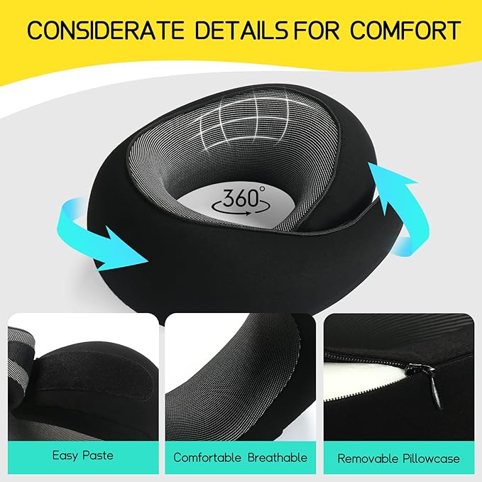 Ulaek®Travel Pillows for Airplanes,Travel Neck Pillow Airplane Memory Comfortable Breathable Cover, Stowable Pillows for Sleeping, Car, Airport Travel Essentials,Gifts for Family, Wife and Friends