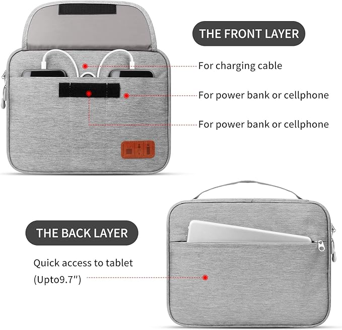 HOLIMET Cable Organiser Bag,Electronic Accessories Bag Double Layer for Travel Waterproof Cord Storage Organizer Bag for iPad, Kindle, Hard Drives, Cables, Chargers,Power Bank and More(Grey)