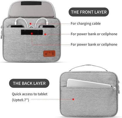 HOLIMET Cable Organiser Bag,Electronic Accessories Bag Double Layer for Travel Waterproof Cord Storage Organizer Bag for iPad, Kindle, Hard Drives, Cables, Chargers,Power Bank and More(Grey)