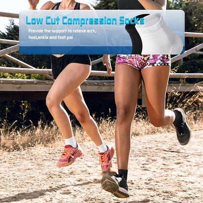 Iseasoo Copper Ankle Compression Socks - Low Cut Arch Support Socks for Men & Women, Running, Nurses, Plantar Fasciitis Socks