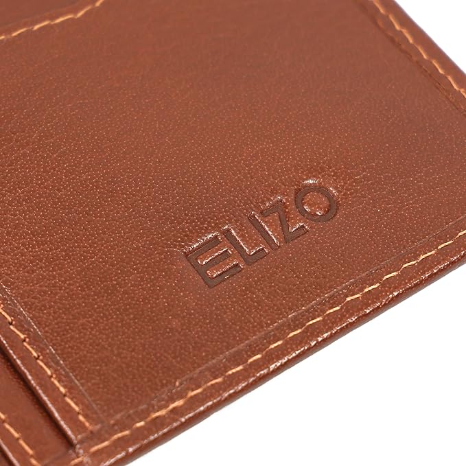 ELIZO Men's Genuine Leather Long Wallet - RFID Blocking Rodeo Checkbook Wallet | Slim Western Bifold Wallet with 16 Card Slots, ID Window | Top Grain Leather Cowboy Wallet