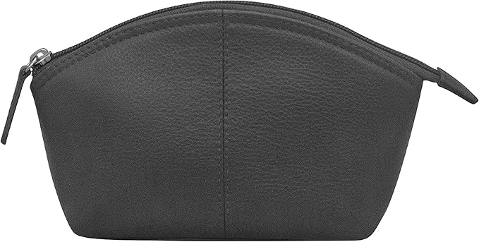 ili New York Genuine Leather Cosmetic Pouch – RFID Blocking, Leather Makeup Bag for Purse with Top Zip Closure & Interior Zip Pocket, Perfect as a Compact and Stylish Travel Cosmetic Bag