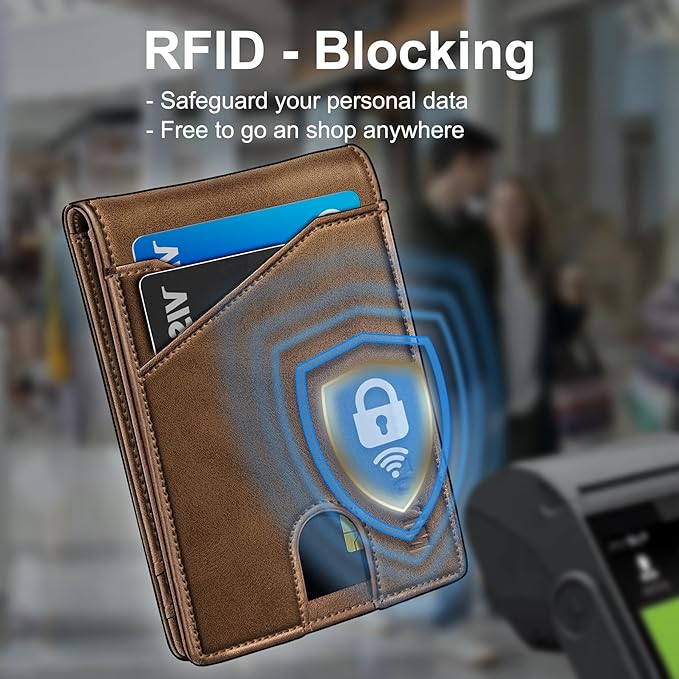 Airtag Wallet for Men,with Money Clip 11 Cards Slim Front Pocket Leather RFID Blocking Wallet with Gift Box