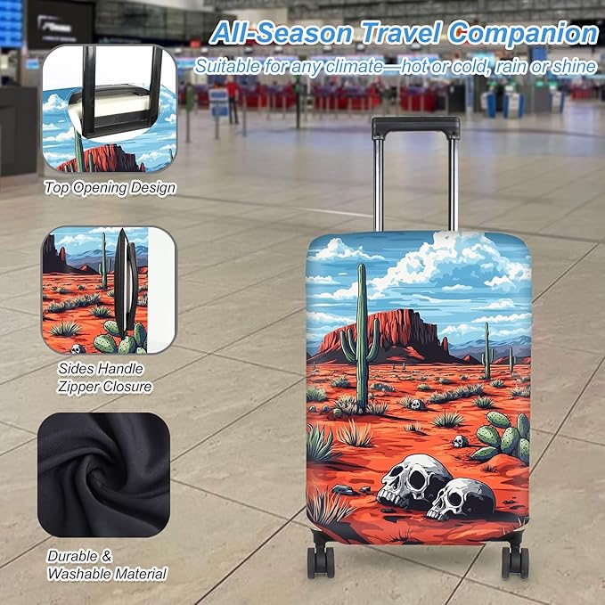 Luggage Cover Protector for 30-32 Inch Suitcases, TSA Approved Elastic Travel Suitcase Covers, Anti-Scratch Washable Luggage Sleeve for Carry On & Checked Bags, Red Desert