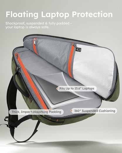 Tolaccea Travel Laptop Backpack for Men Women, 40L-50L Expandable Carry On Backpack with Wet Dry Compartment, TSA Approved Daypack Fits 16 Inch Laptop, Convertible Rucksack Duffel Bag for Work Travel