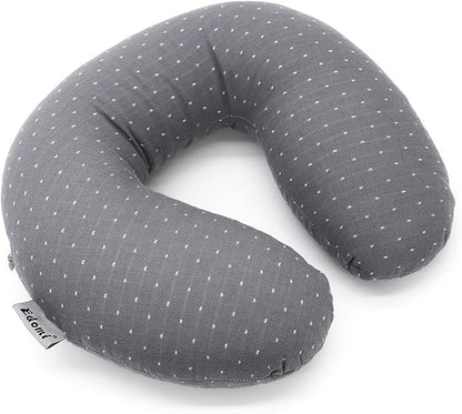 Buckwheat U-Shaped Neck Pillow Adjustable Buckwheat Hull Pillow with Pillowcase, Neck Support and Shoulder Relax Cervical Pillow (12x12 inch, Grey)