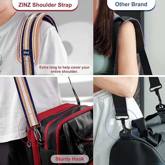 ZINZ 60" Universal Bag Strap with Ultra-thick Fixed Breathable Pad Adjustable Heavy-duty Shoulder Strap for Laptop bag Crossbody Luggage Gym Bag Camera Bag and more -TH01B06