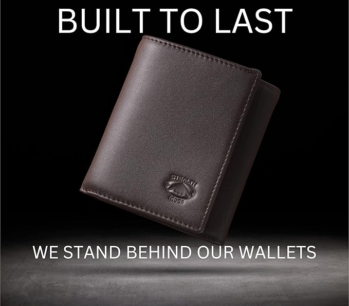 Stealth Mode Leather Trifold RFID Wallet For Men With Flip Out ID Holder (Coffee)